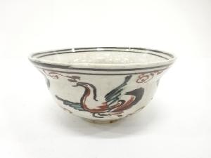 道八造　色絵　花鳥　鉢(無地箱付)